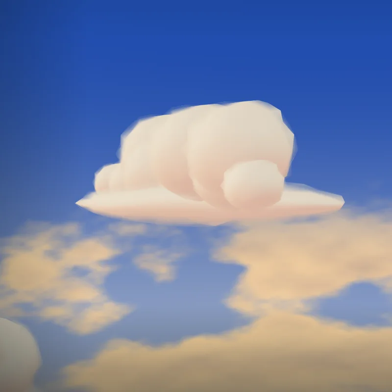 A small cloud floating inside the globe at golden hour